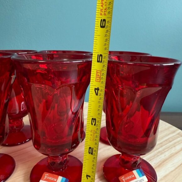 6 NOS Vintage Fostoria Jamestown Ruby Red Juice Goblets 4 3/4" Tall Elegant 4oz - Picture 5 of 8